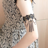 Black Retro Vampire Tassel Pearl Gothic Lolita Bracelet Lace Female Chain Armband - Product - 2