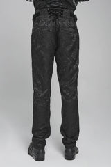 Black Printed Lace-Up Buckled Zippered Men's Gothic Pants - Product - 6
