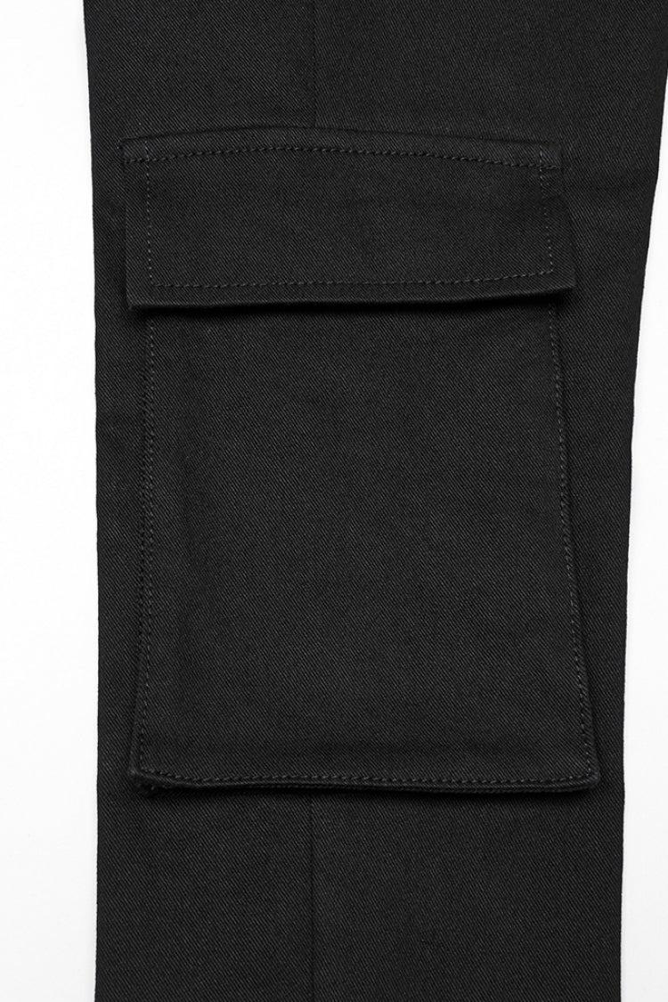 Black Lace-Up Strappy Big-pocket Women's Punk Leggings - Product - 8