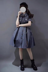 Evil Python 2.0 Short Sleeves Gothic Military Handsome Lolita Dress 3 Colors - Product - 9