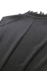 Black/Red Contrast Color Women's Gothic Ruffled Stand Collar Jabot Sleeveless Halloween Tail Dress - Product - 16