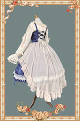 [Lilith’s Cage] Sleeveless Print Ruffle Bowknot Lace-Up Gothic Elegant Lolita Jsk Dress 2 Colors - Product - 12