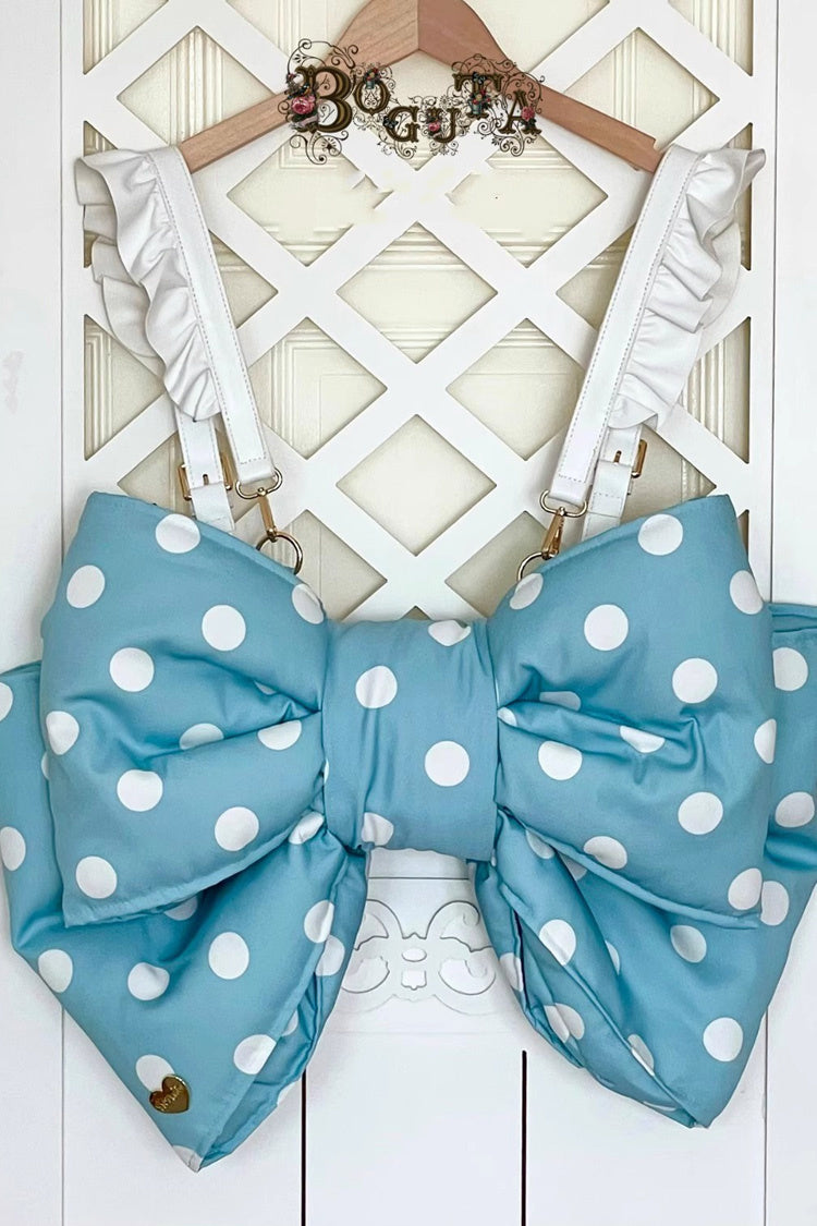 Blue Polka Dot Print Bowknot Shaped Sweet Lolita Backpack - Blue - 1