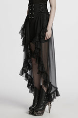 Black Ruffle Lace Women's Gothic Corset Skirt - Product - 3