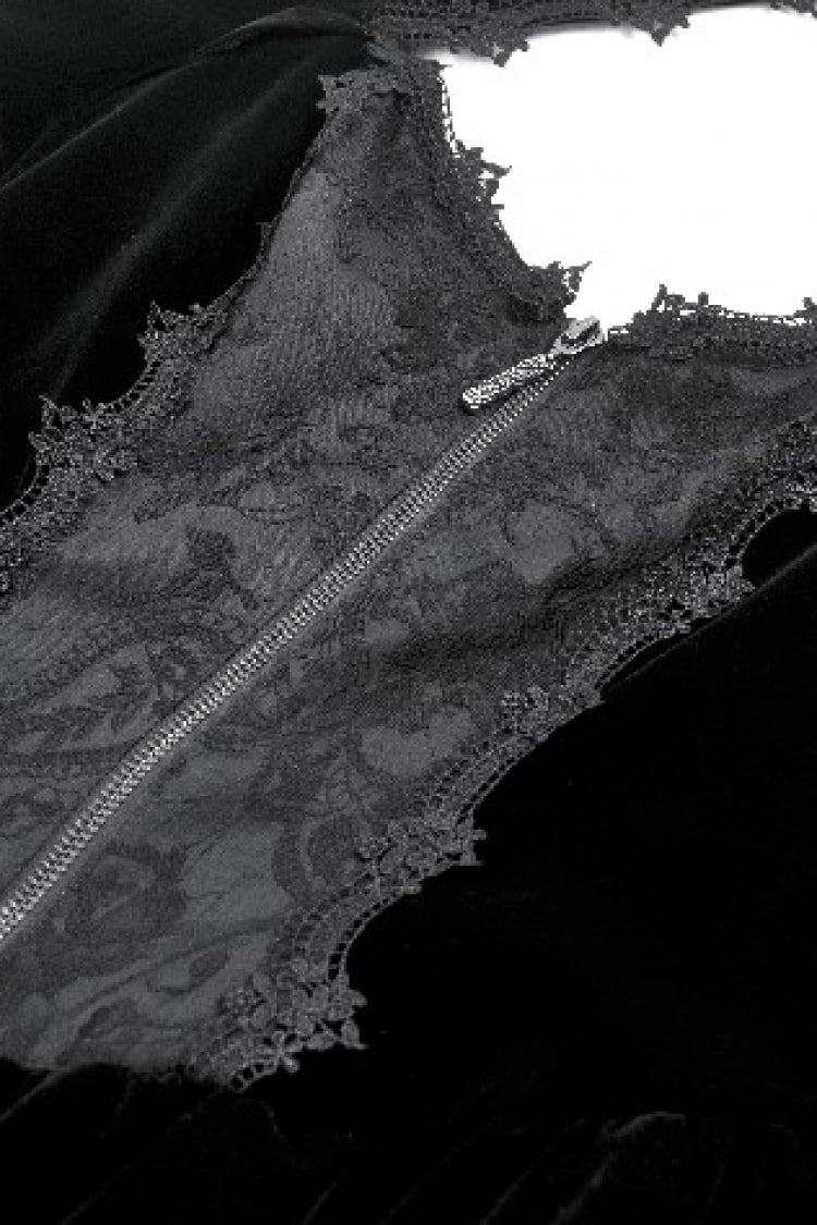 Black Long Puff Sleeves Multi-Layered Ruffled Lace Hem High Low Women's Gothic Coatlet - Product - 13