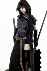 Black/Grey [Phantom of the Night] Sleeveless Lace-Up Fashion Gothic Punk Lolita Dress - Product - 15