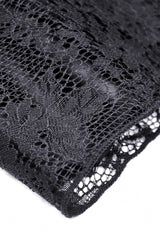 Dark Red Off Shoulder Lace-Up Double-Layered Floral Lace Women's Gothic Sexy Slip Dress - Product - 18