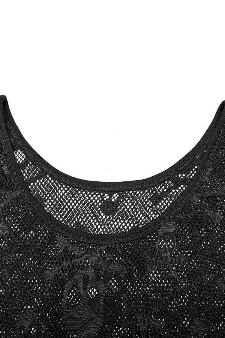 Skull Print Stitching Mesh Womens Steampunk Vest 2 Colors - Product - 10