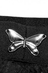 Black Butterfly Metal Buckle Irregular Hem Ripped Women's Punk Skirt - Product - 6