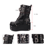 Black Skull Rivet Gothic Lolita Boots - Product - 5