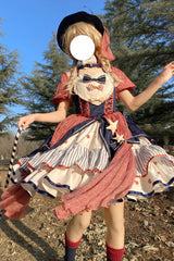 Multi-Color Circus Short Sleeves Multi-layer Print Ruffle Bowknot Sweet Lolita Dress - Product - 6