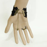 Black Retro Christmas Festive Lace Edge Pearl Wishing Female Gothic Lolita Ring Bracelet - Product - 2