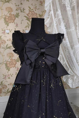 Black Triple-Layered Ruffle Hot Stamping Bowknot Classic Gothic Princess Lolita Jsk Dress - Product - 4
