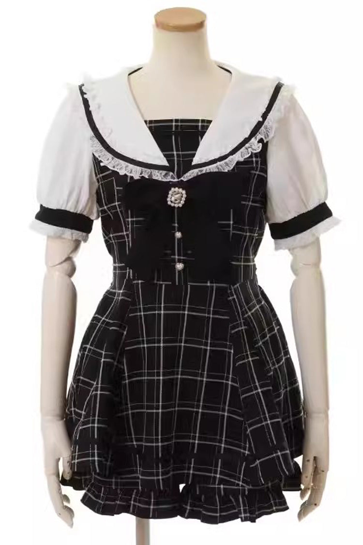 Jirai Kei Short Sleeves Bowknot Lace Sweet Dress Set 4 Colors - Product - 4