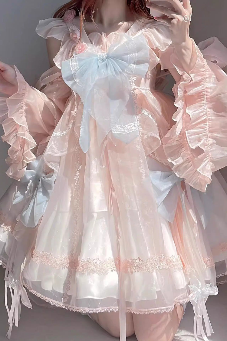 Blue/Pink Bowknot Sweet Chinese Style Princess Lolita Jsk Dress - Product - 3