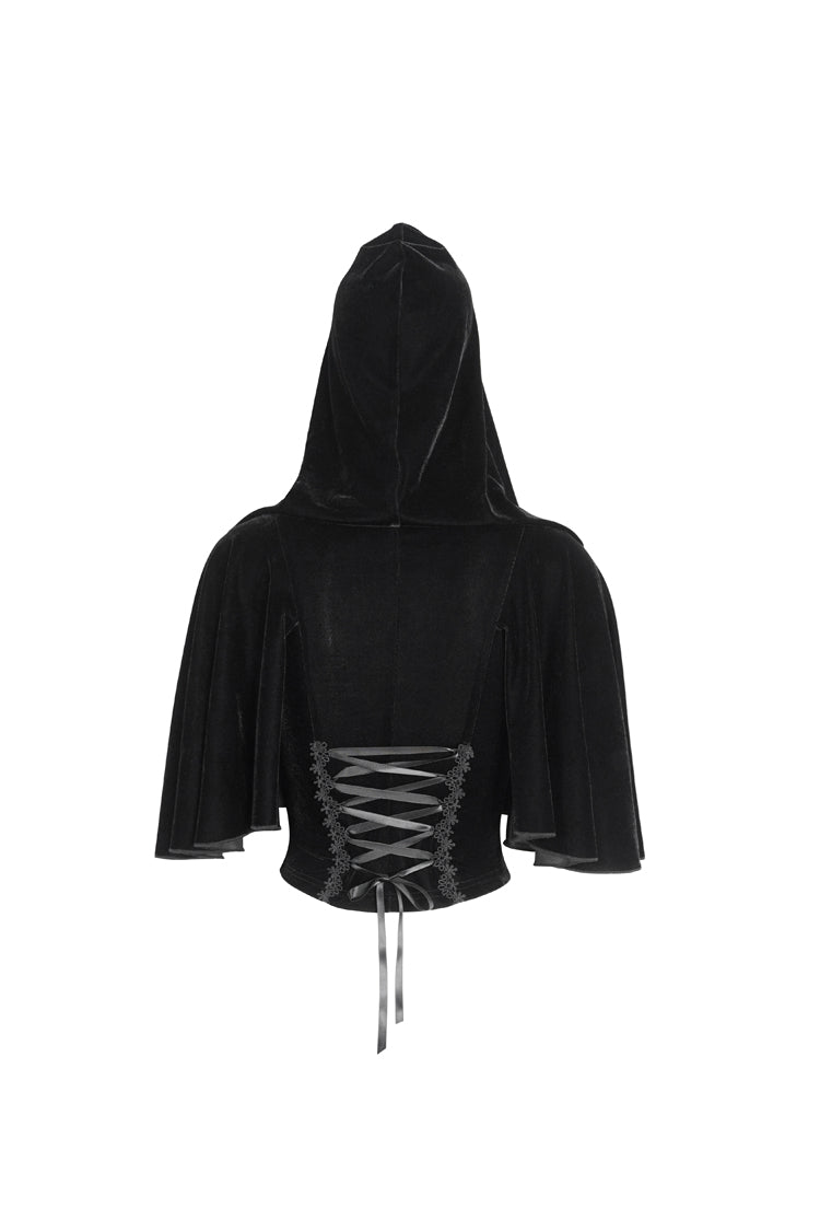 Black Stitching Lace Hooded Women's Gothic Cloak - Product - 9