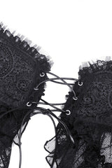 Black Lace-Up Multi-Layered Lace Women's Gothic Fishtail High Low Tunic Skirt - Product - 13
