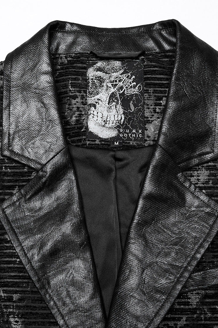 Black V Collar Sleeveless Print Skull Buckle Men's Gothic Vest - Product - 6