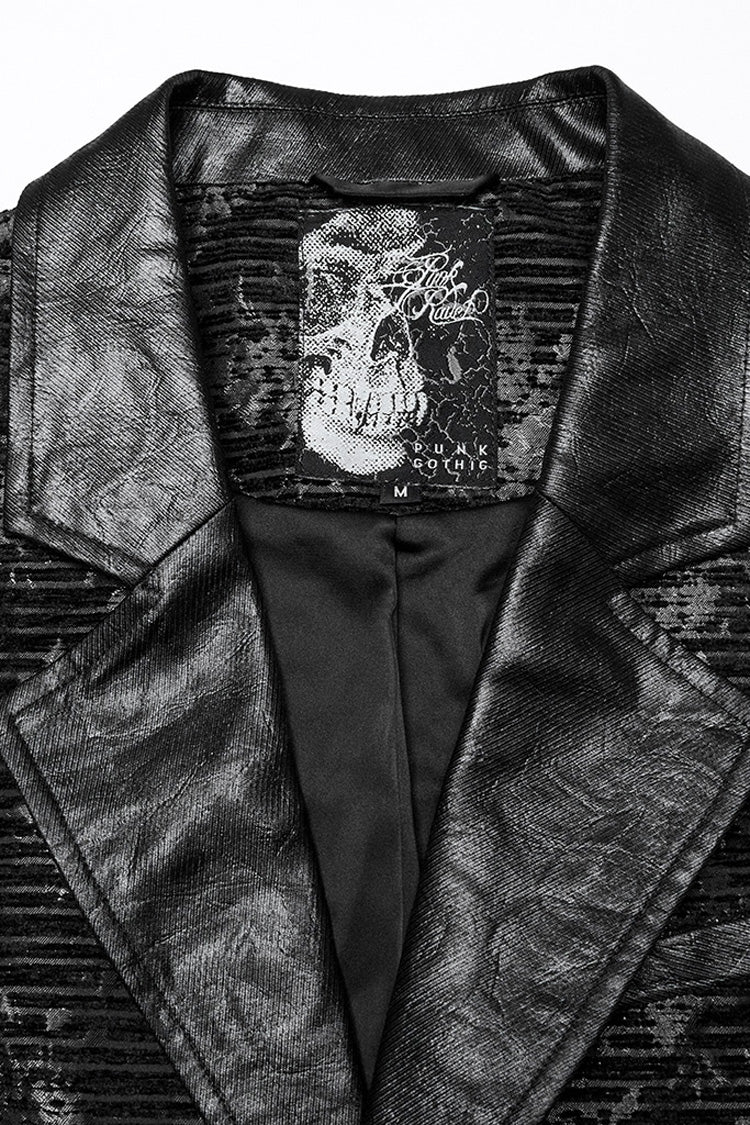 Black V Collar Sleeveless Print Skull Buckle Men's Gothic Vest - Product - 6