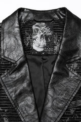 Black V Collar Sleeveless Print Skull Buckle Men's Gothic Vest - Product - 6