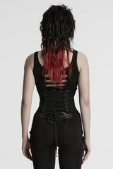 Black Interlaced Lace-Up Buckle Women's Punk Underbust Corset - Product - 3