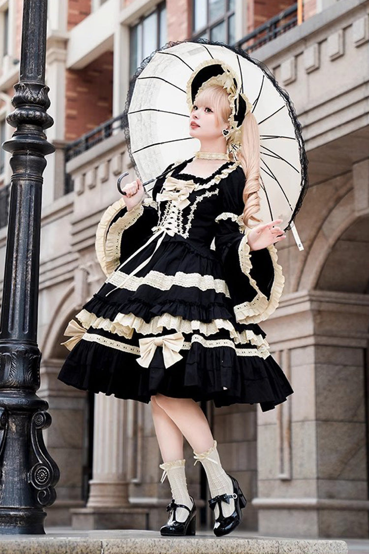 Black Chapter Seventh Night Short Sleeves Multi-layer Ruffle Bowknot Sweet Lolita Dress - Product - 3