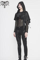 Black Metal Pendant Retro Thin Knitted Hooded Women's Gothic Small Shawl - Product - 3
