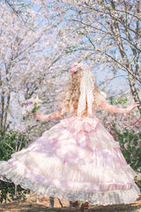 Pink [Love and Roses] Ruffle Hanayome Bowknot Lace Sweet Princess Lolita Jsk Dress - Product - 10