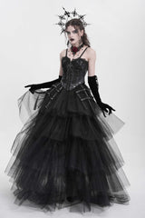 Black Sleeveless Embroidery Lace Chain Women's Gothic Vest - Product - 11