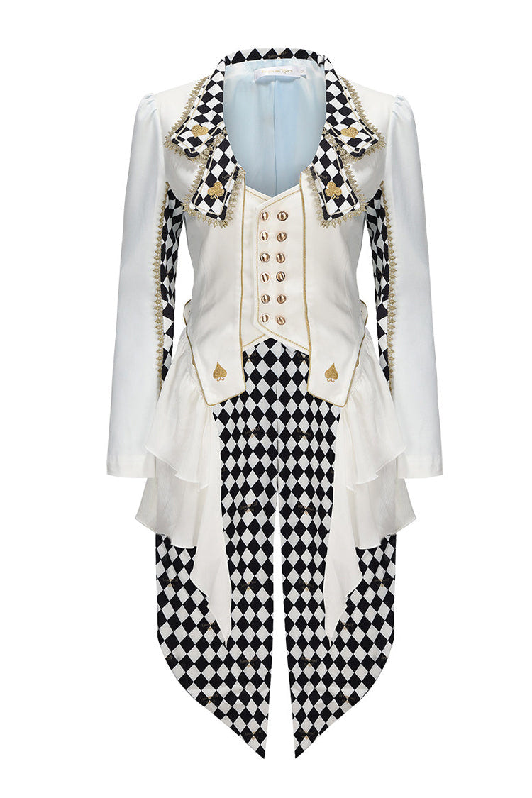 White Immortal Lost Alice Plaid Print Elegant Ouji Fashion Lolita Coat - Product - 3