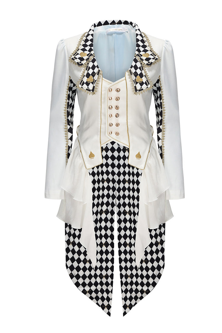 White Immortal Lost Alice Plaid Print Elegant Ouji Fashion Lolita Coat - Product - 3