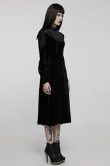 Black Long Sleeves Invisible Zipper High Waisted Hollow Stitching Women's Gothic Dress - Product - 2