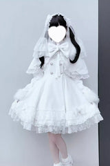 Magician Long Sleeves Removable Cape Bowknot Lace Gothic Jirai Kei Coat - Product - 7