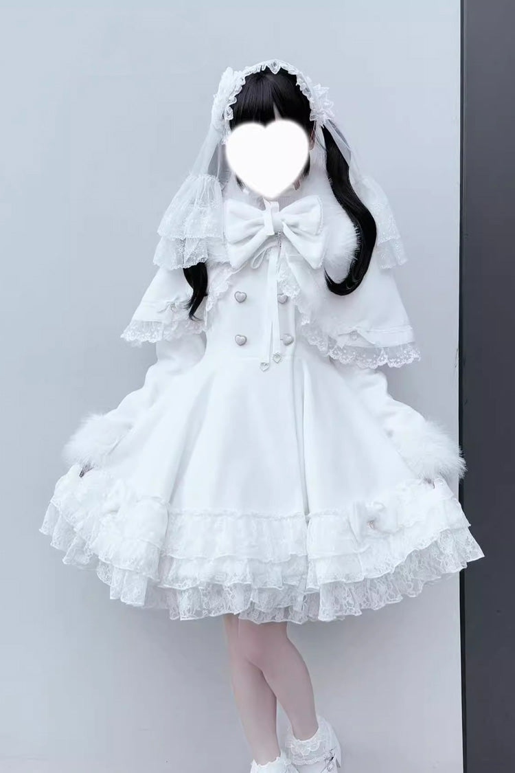 Magician Long Sleeves Removable Cape Bowknot Lace Gothic Jirai Kei Coat - Product - 7