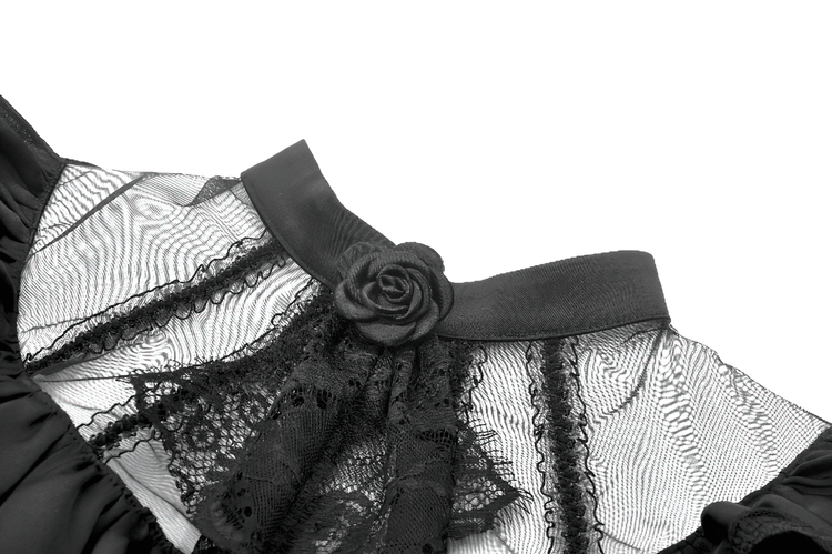 US SALE of Chic Lace and Satin Dress with Puff Sleeves and Lacing - image 8