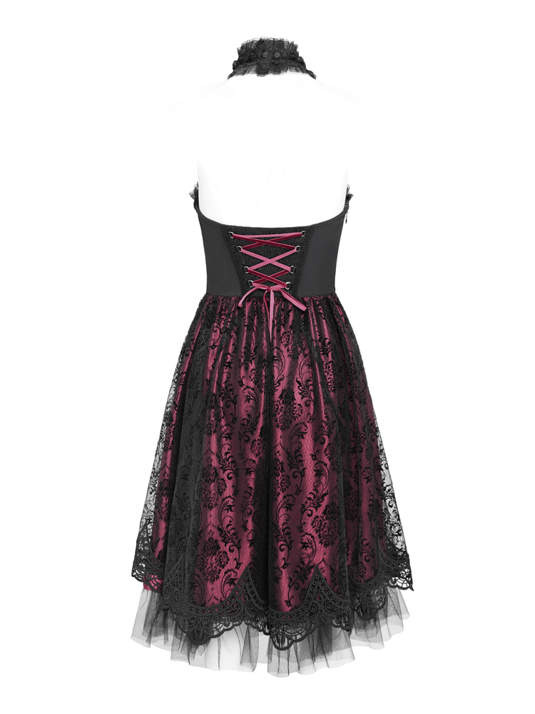 Chic Lace and Tulle Gothic Dress with Skeleton Print - image 5