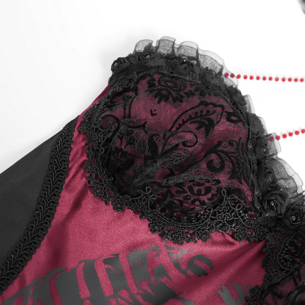US SALE of Chic Lace and Tulle Gothic Dress with Skeleton Print - image 8