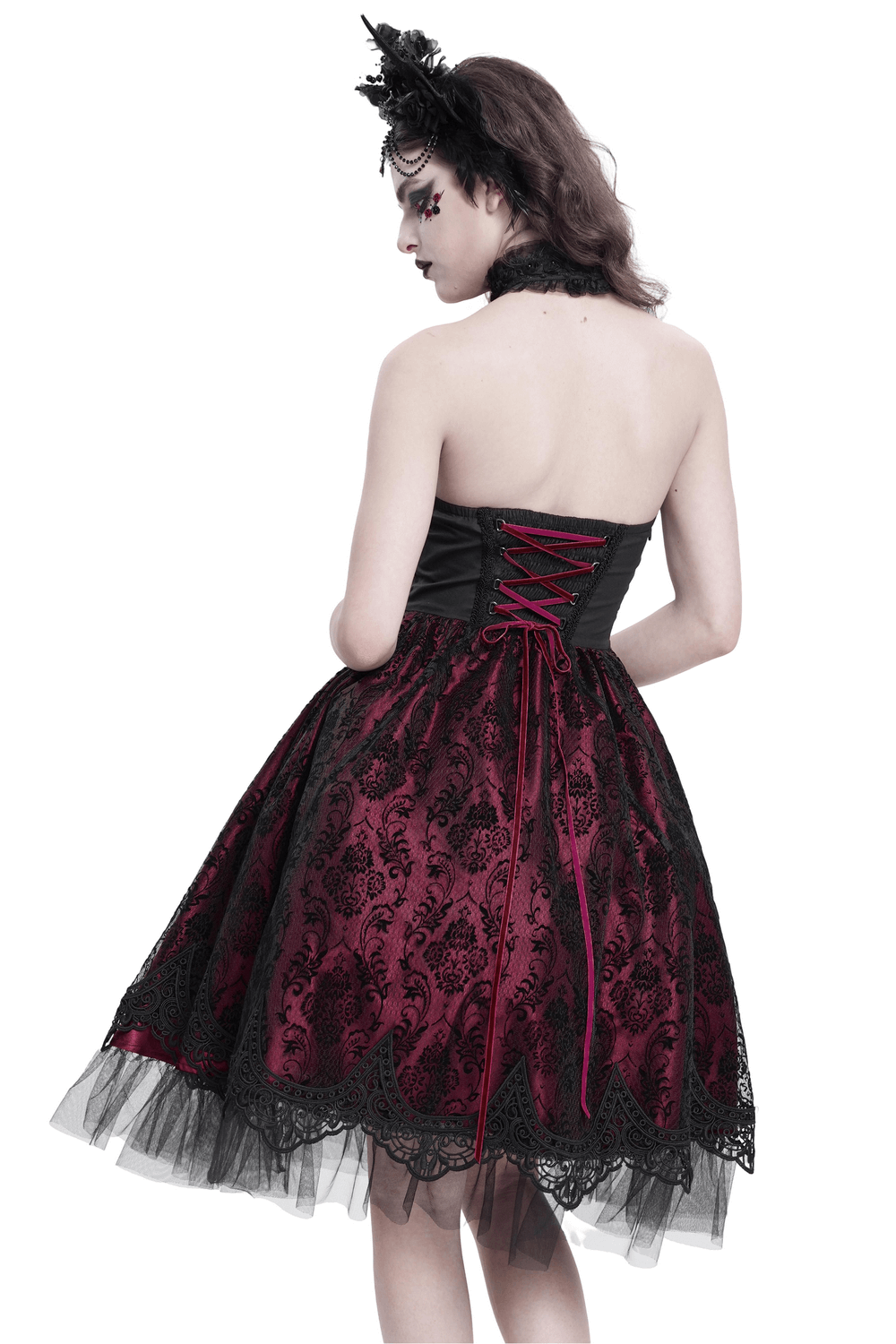 US SALE of Chic Lace and Tulle Gothic Dress with Skeleton Print - image 2