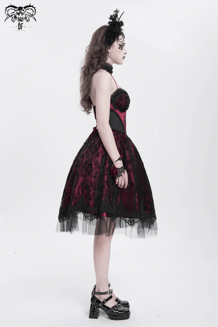 US SALE of Chic Lace and Tulle Gothic Dress with Skeleton Print - image 16