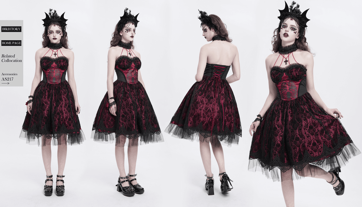 US SALE of Chic Lace and Tulle Gothic Dress with Skeleton Print - image 18