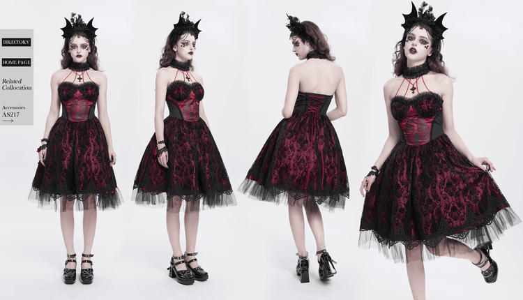 US SALE of Chic Lace and Tulle Gothic Dress with Skeleton Print - image 18