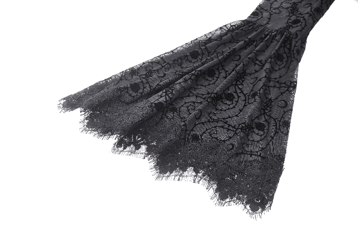 Chic Lace Detailed Gothic Dress with Flared Sleeves - image 12