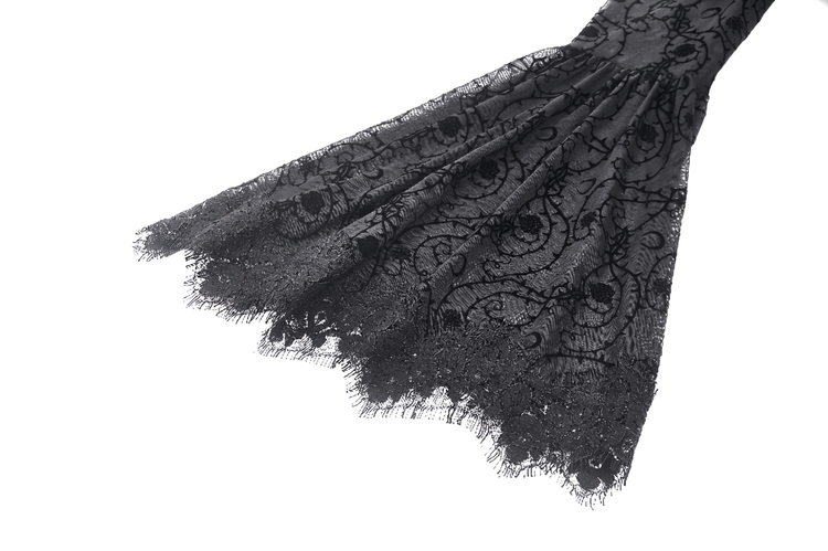 Chic Lace Detailed Gothic Dress with Flared Sleeves - image 12