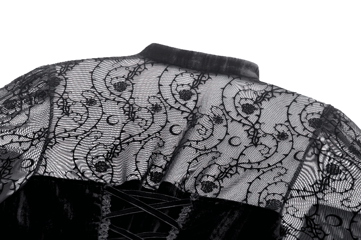 Chic Lace Detailed Gothic Dress with Flared Sleeves - image 8