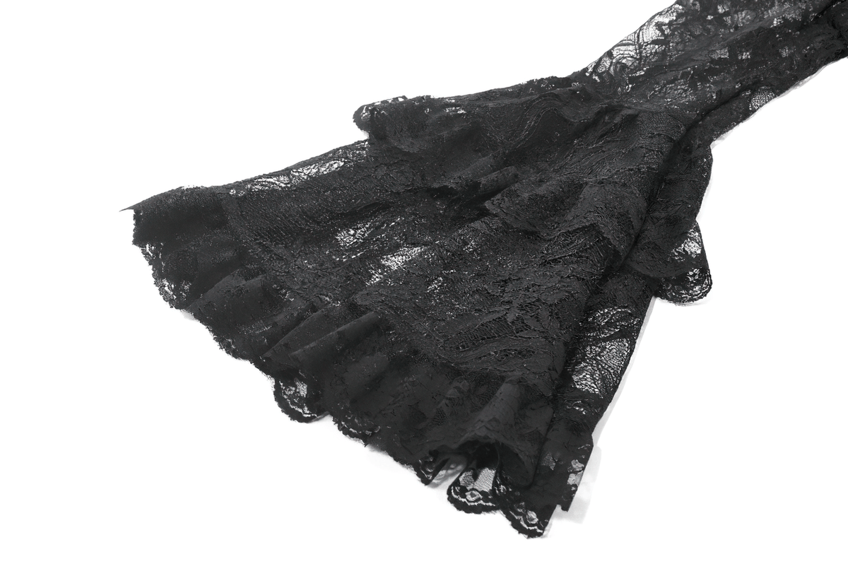 Chic Lace High Low Dress with Corset Back and Bell Sleeves - image 9