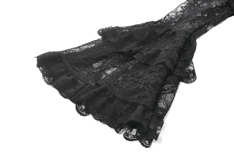 Chic Lace High Low Dress with Corset Back and Bell Sleeves - image 9