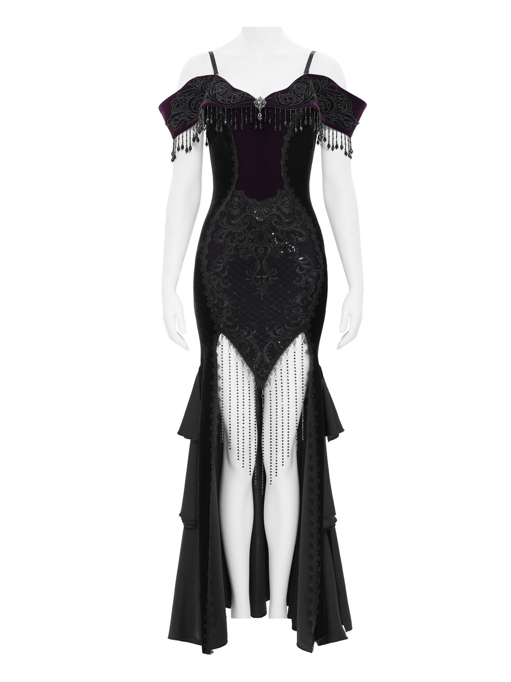 Chic Off-Shoulder Dress with Lace-Up Back and Fringes - image 4
