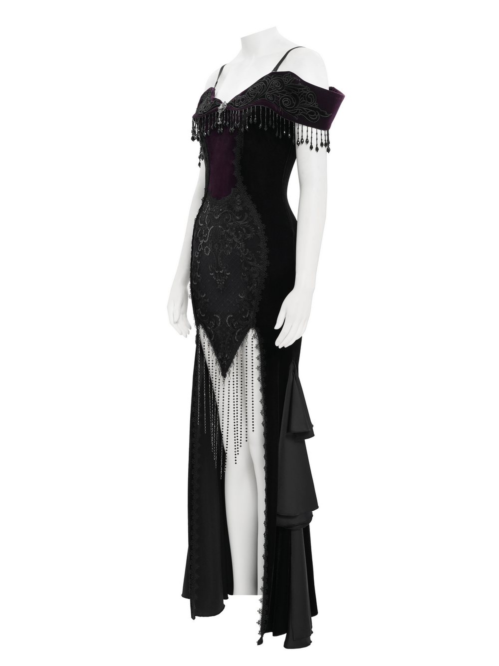 Chic Off-Shoulder Dress with Lace-Up Back and Fringes - image 5