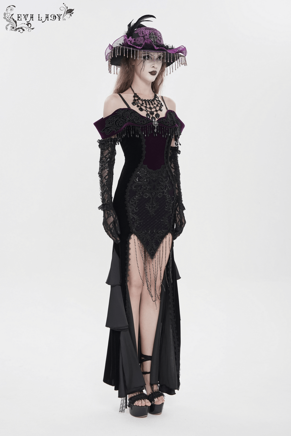 Chic Off-Shoulder Dress with Lace-Up Back and Fringes - image 16