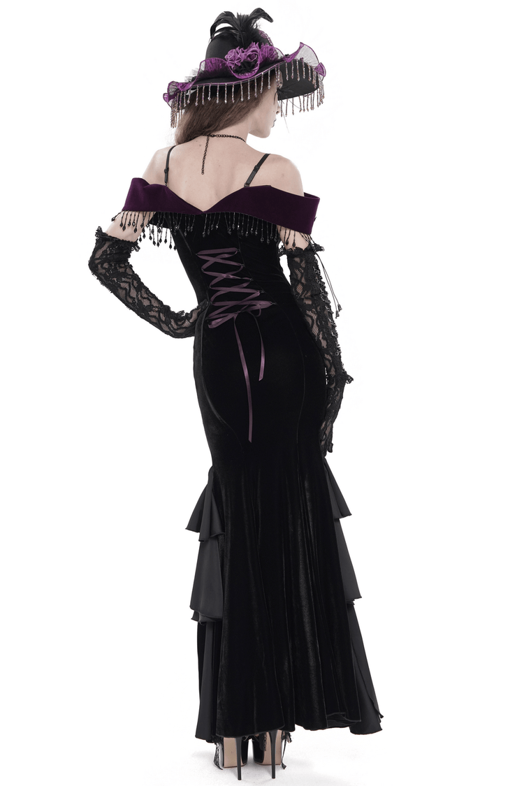 Chic Off-Shoulder Dress with Lace-Up Back and Fringes - image 2